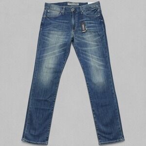 Express Kingston Jeans Mens 34x34 Blue Denim Distressed Classic Straight A2 NWT